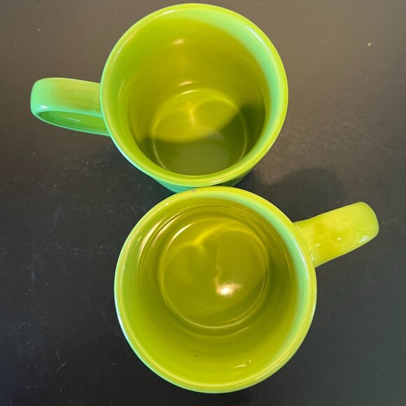 Set of 2 RETRO Royal Norfolk  Santa Fe Lime Green Mugs with Embossed Rings - Picture 6 of 9